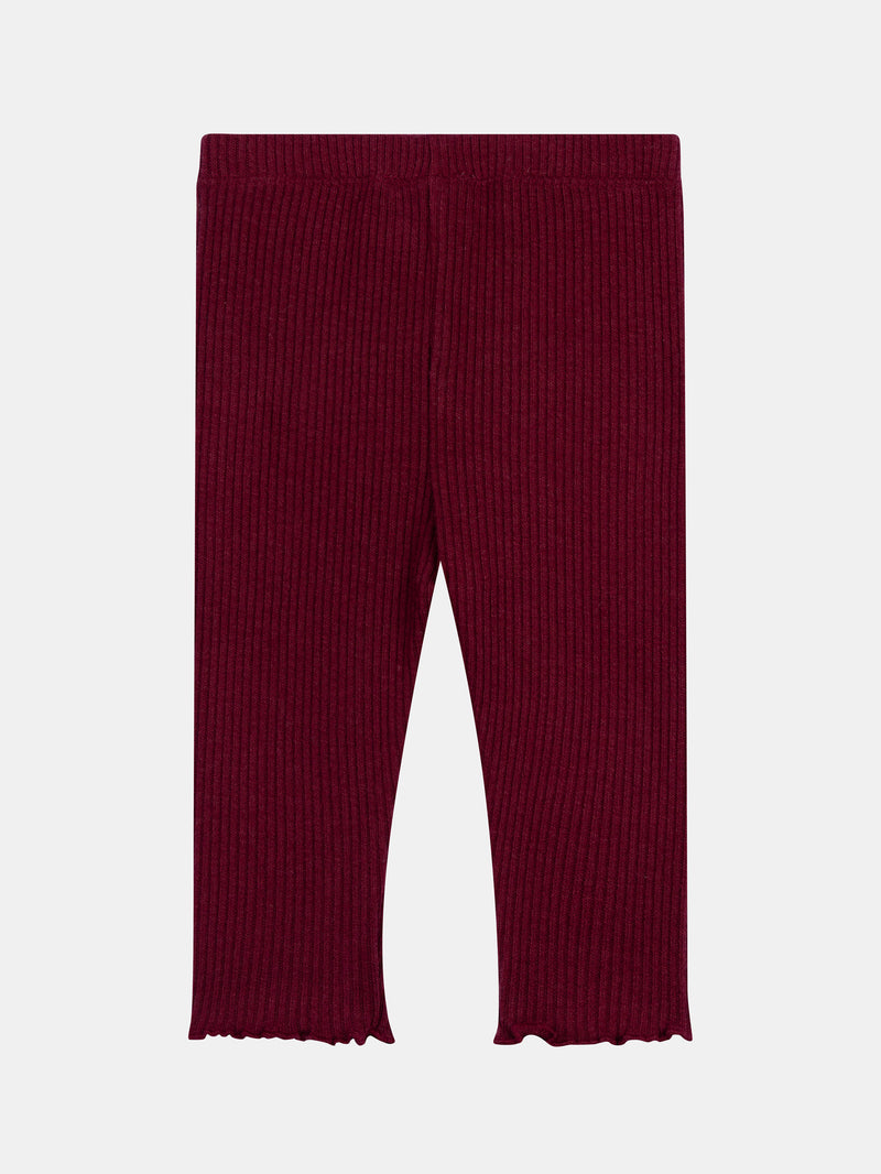 Ensemble sweat rose craie "Skater Cat" et legging côtelé prune pour bébé fille