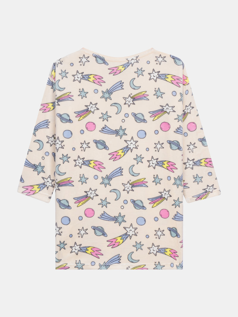 Pyjama 2 pièces en velours et legging à motif galaxie pour enfant fille