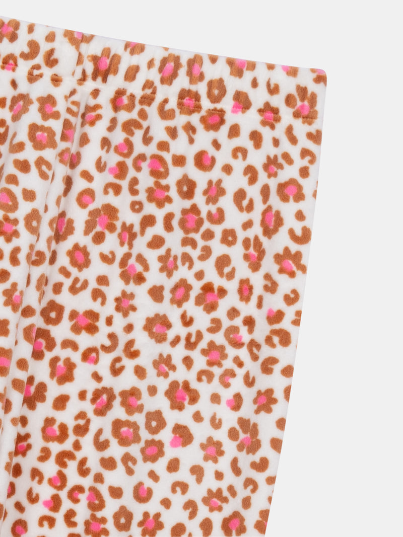 Pyjama écru et rose en velours "Cat Yoga Team" pour enfant fille