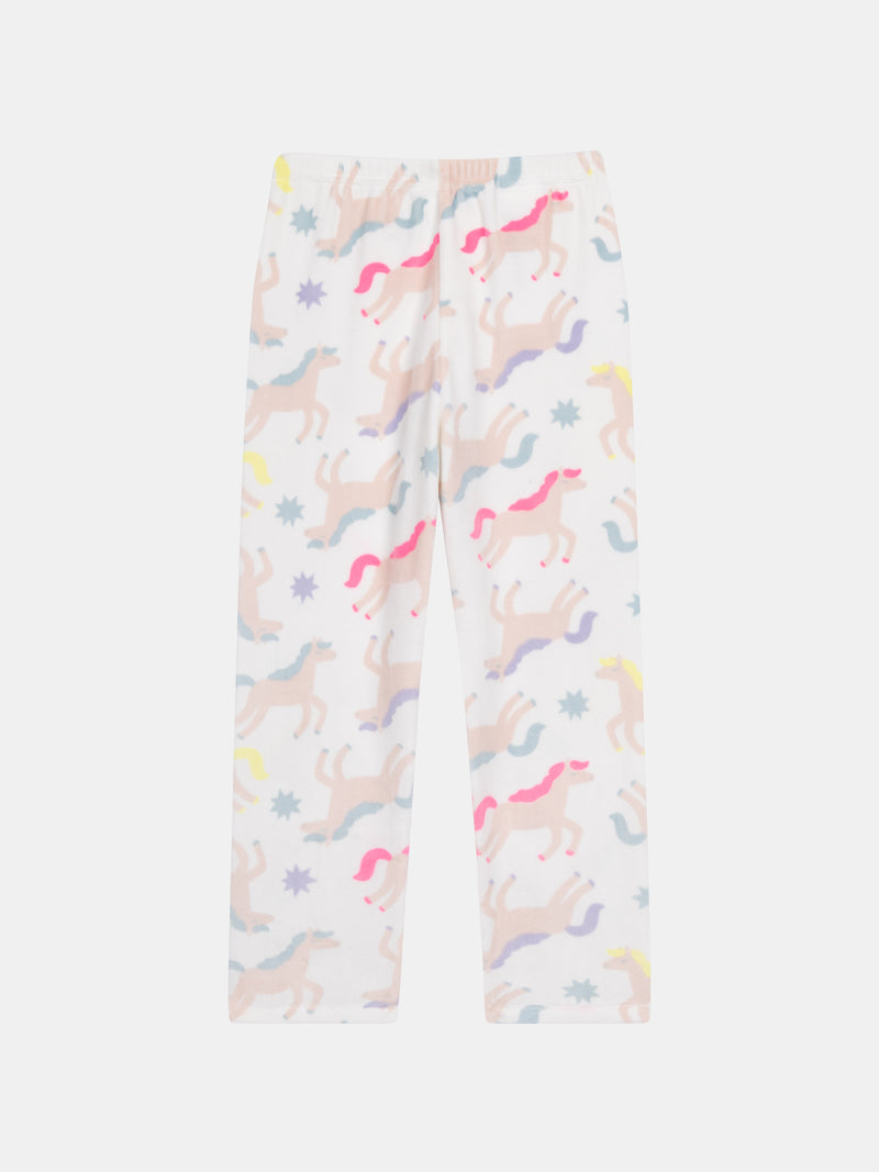 Pyjama en velours très doux écru "Licornes Féeriques" & détails fluo pour enfant fille