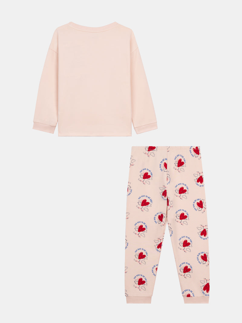 Pyjama rose en molleton gratté "My Heart Beats for Riding" pour enfant fille