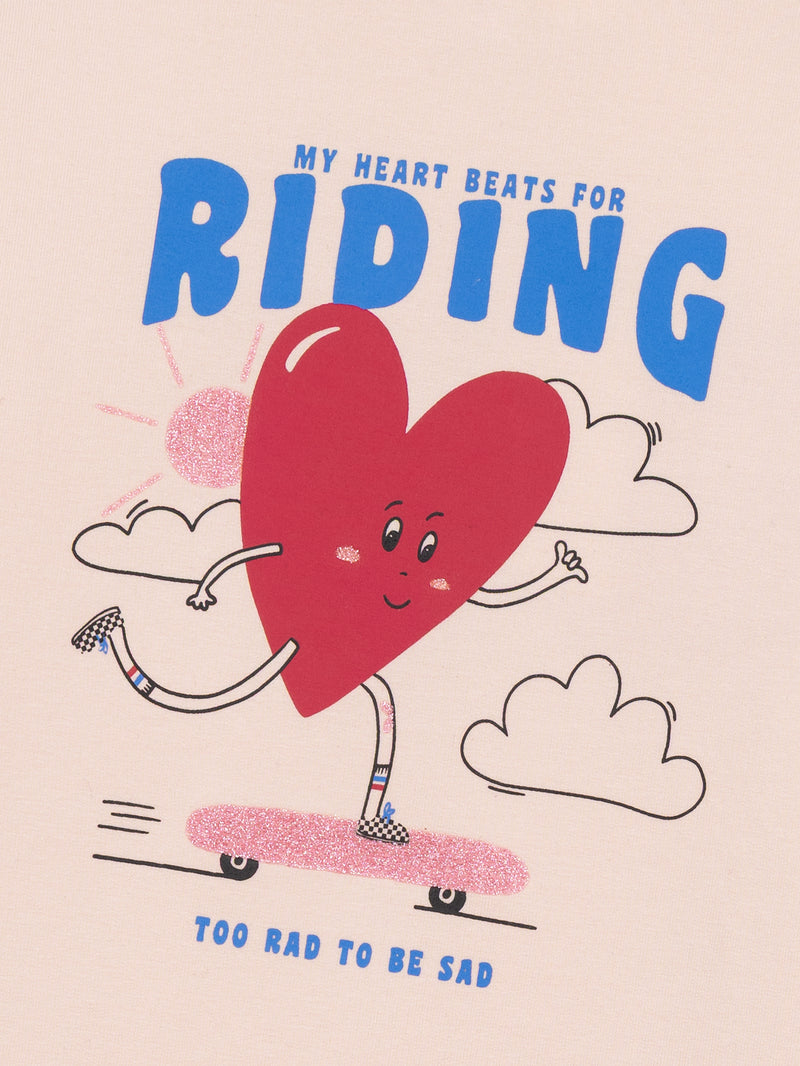 Pyjama rose en molleton gratté "My Heart Beats for Riding" pour enfant fille
