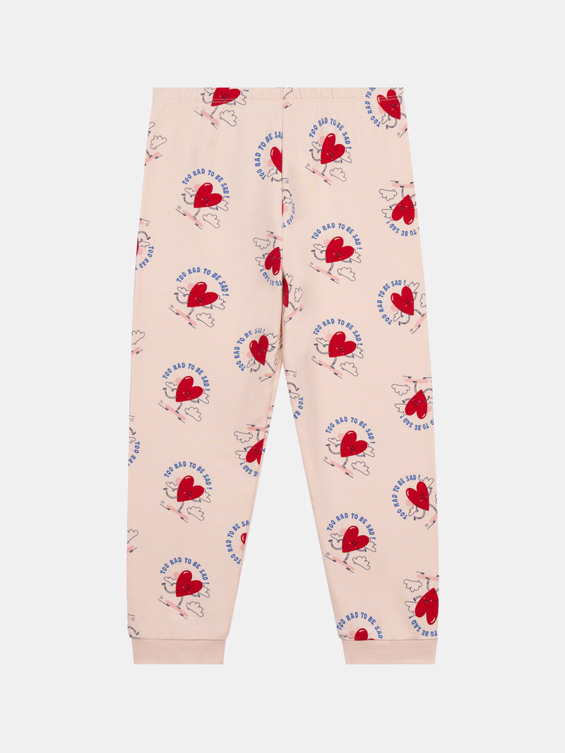 Pyjama rose en molleton gratté "My Heart Beats for Riding" pour enfant fille