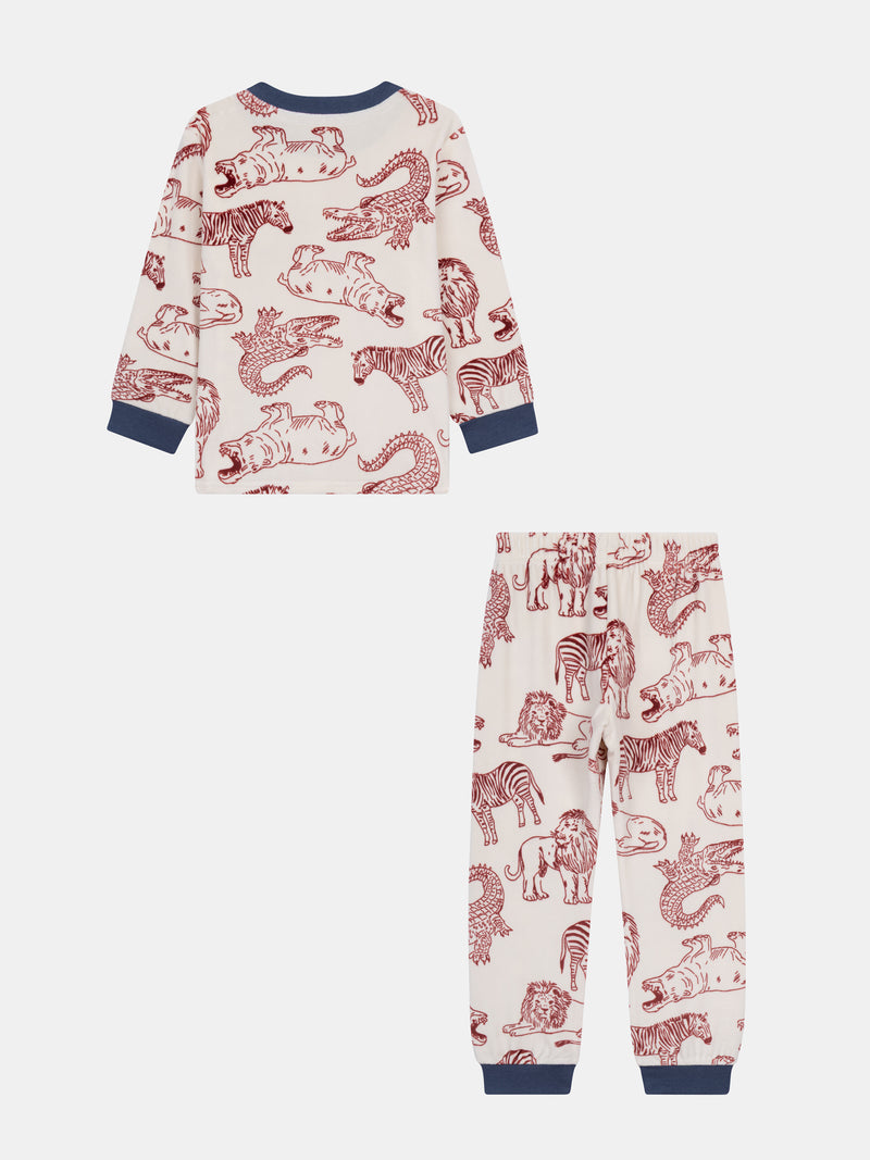 Pyjama 2 pièces en velours imprimé intégral savane pour enfant garçon