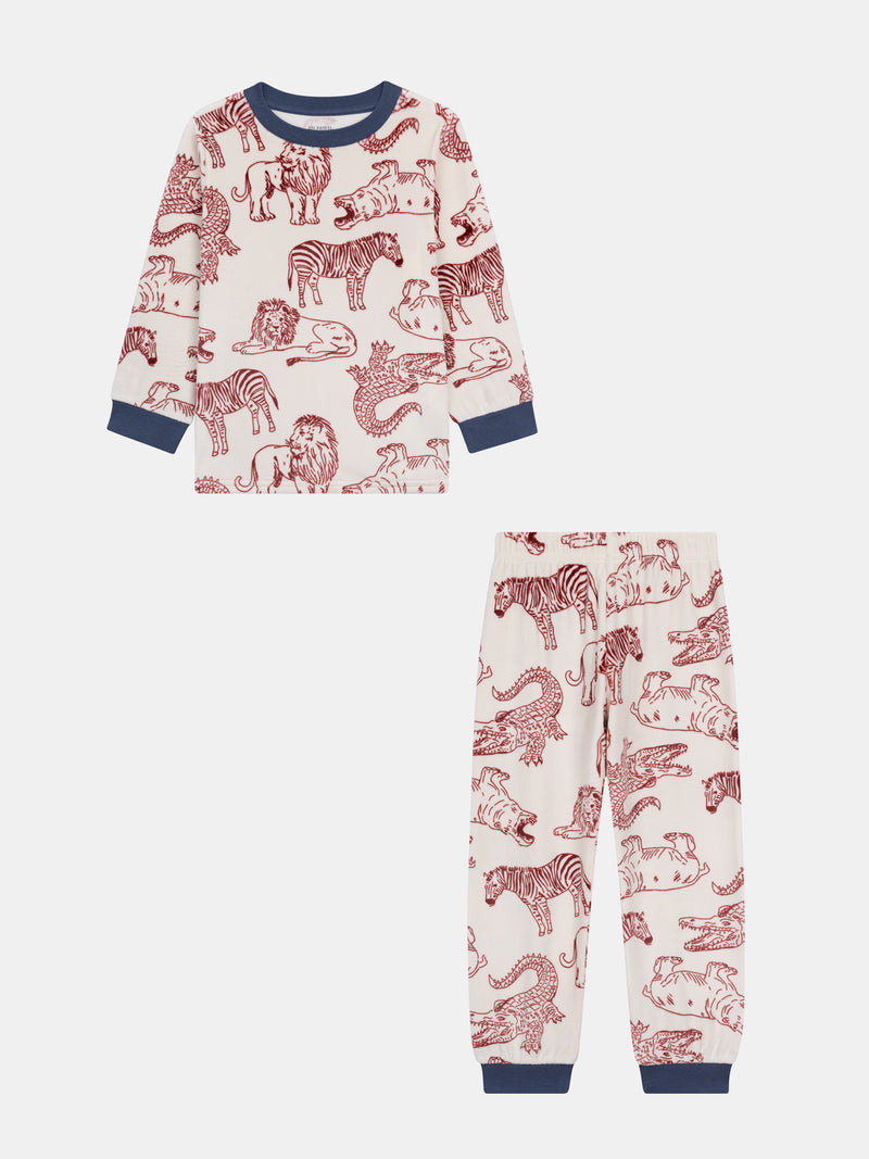 Pyjama 2 pièces en velours imprimé intégral savane pour enfant garçon