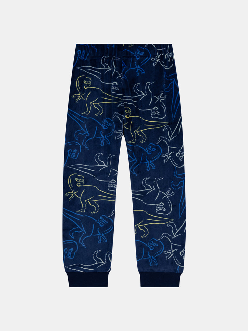 Pyjama 2 pièces en velours extensible imprimé dinosaures pour enfant garçon