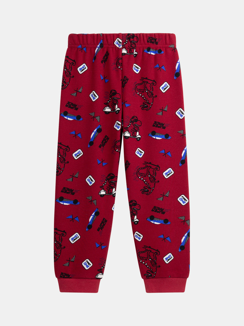 Pyjama 2 pièces en velours motif voiture de course pour enfant garçon