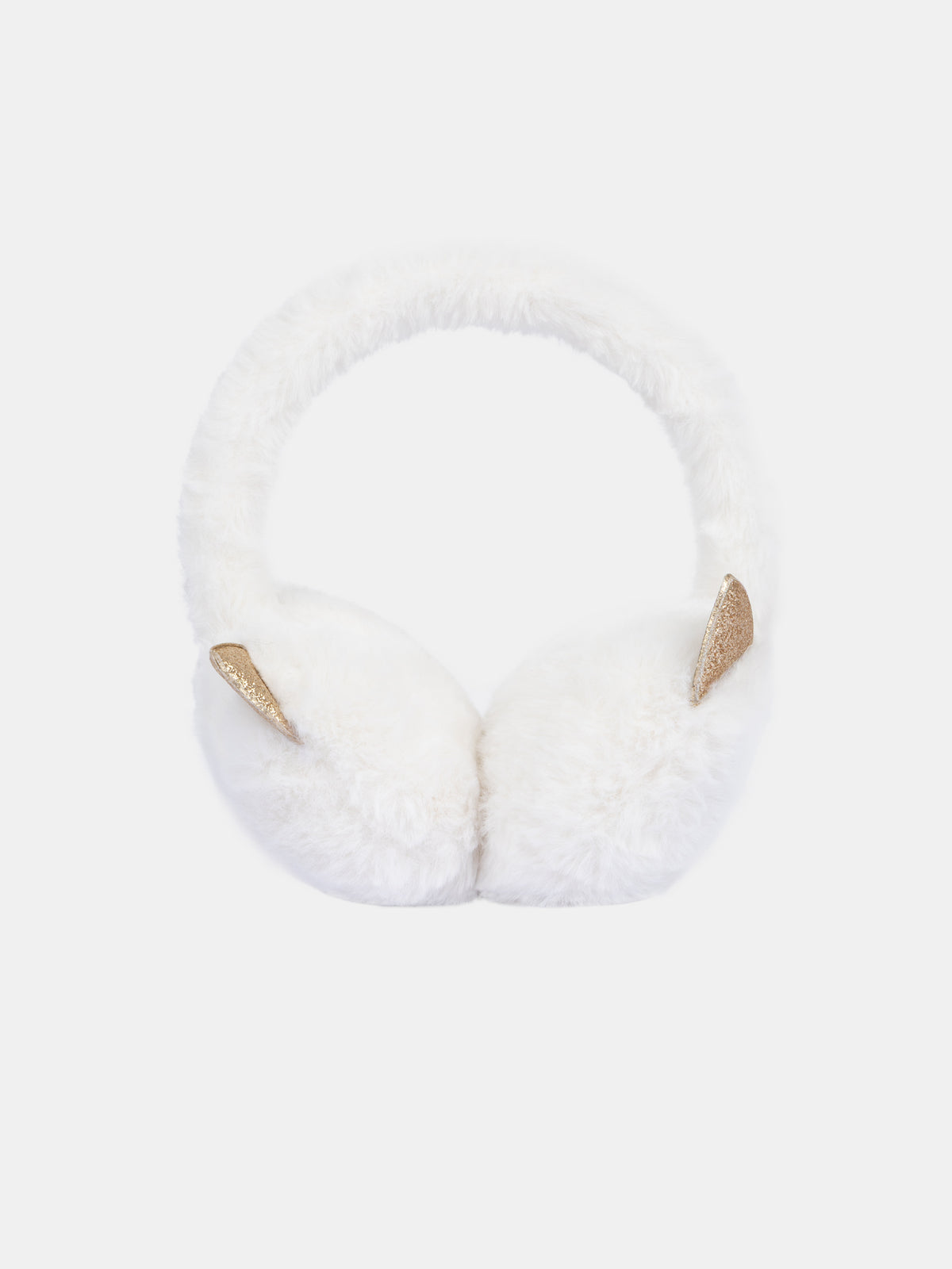 Cache-oreilles écru motif tête de chat pour fille
