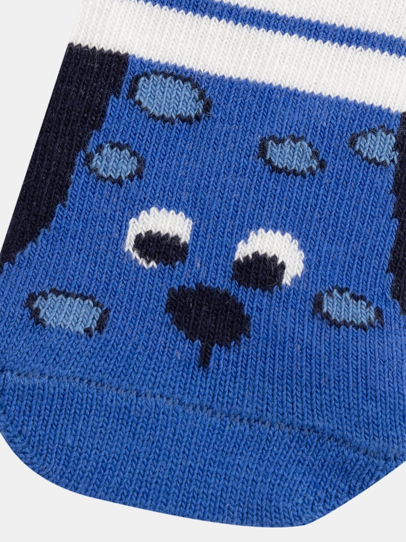 Chaussettes à bandes colorées et motif chien pour bébé garçon