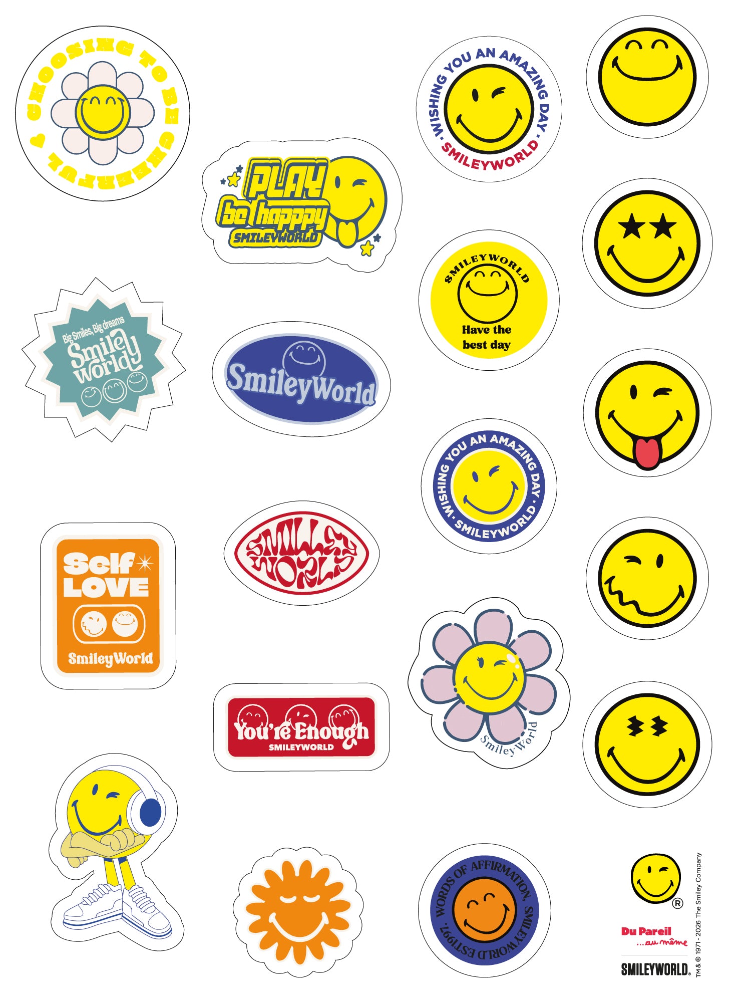 Planche de stickers Smiley