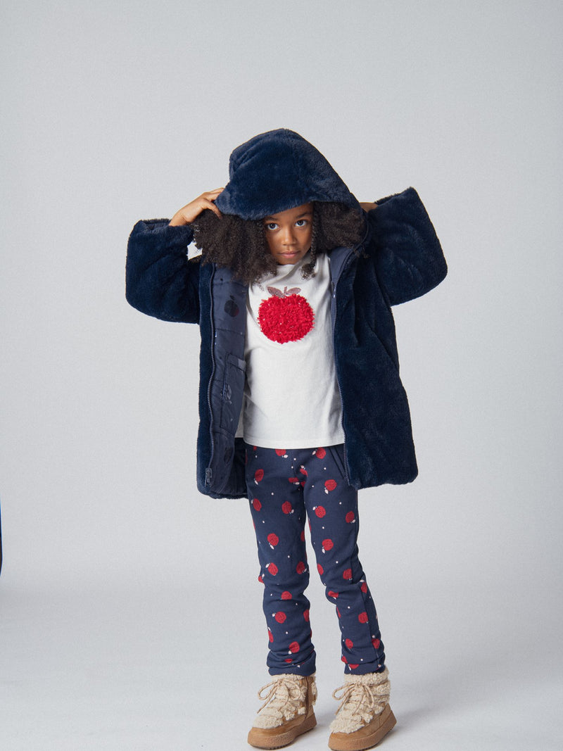 Parka réversible imprimé pommes pour fille