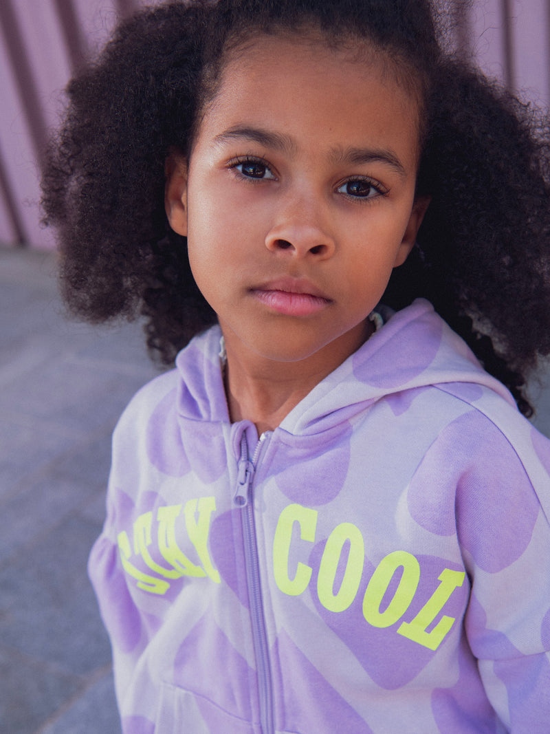 Haut de jogging violet imprimé coeur pour fille