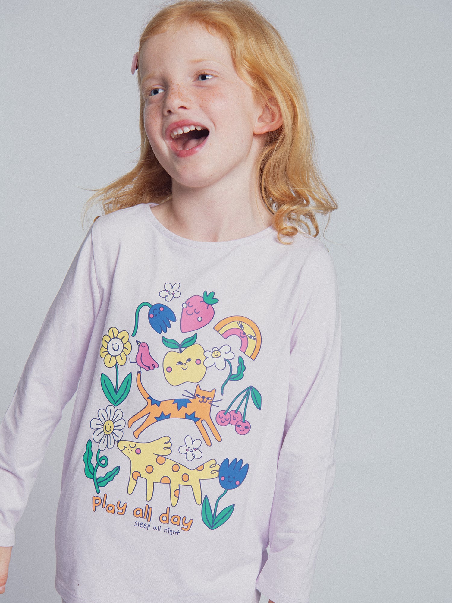 Pyjama 2 pièces violet "Play all day" phosphorescente pour enfant fille