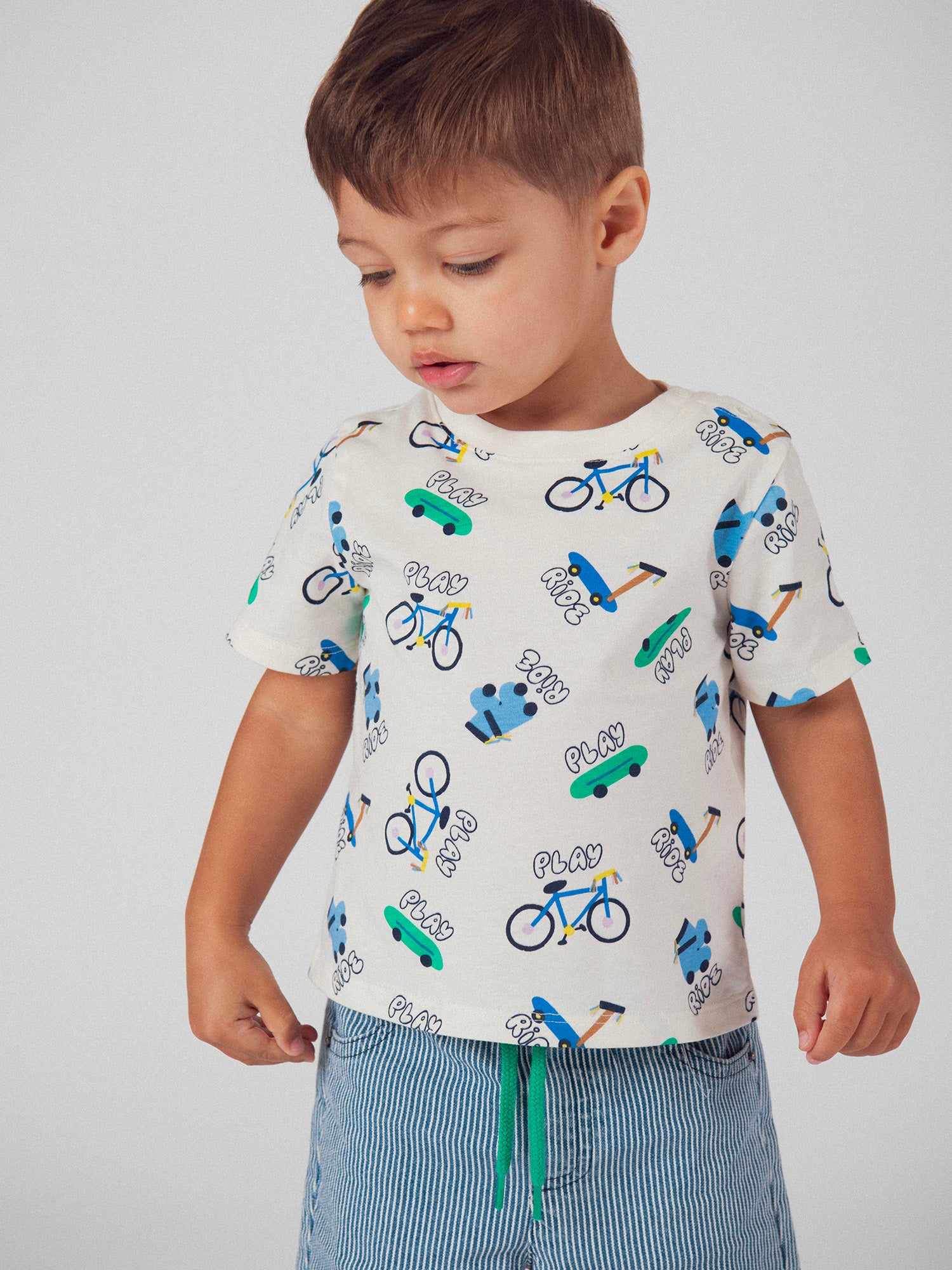 T-shirt écru à imprimé "ride"pour garçon