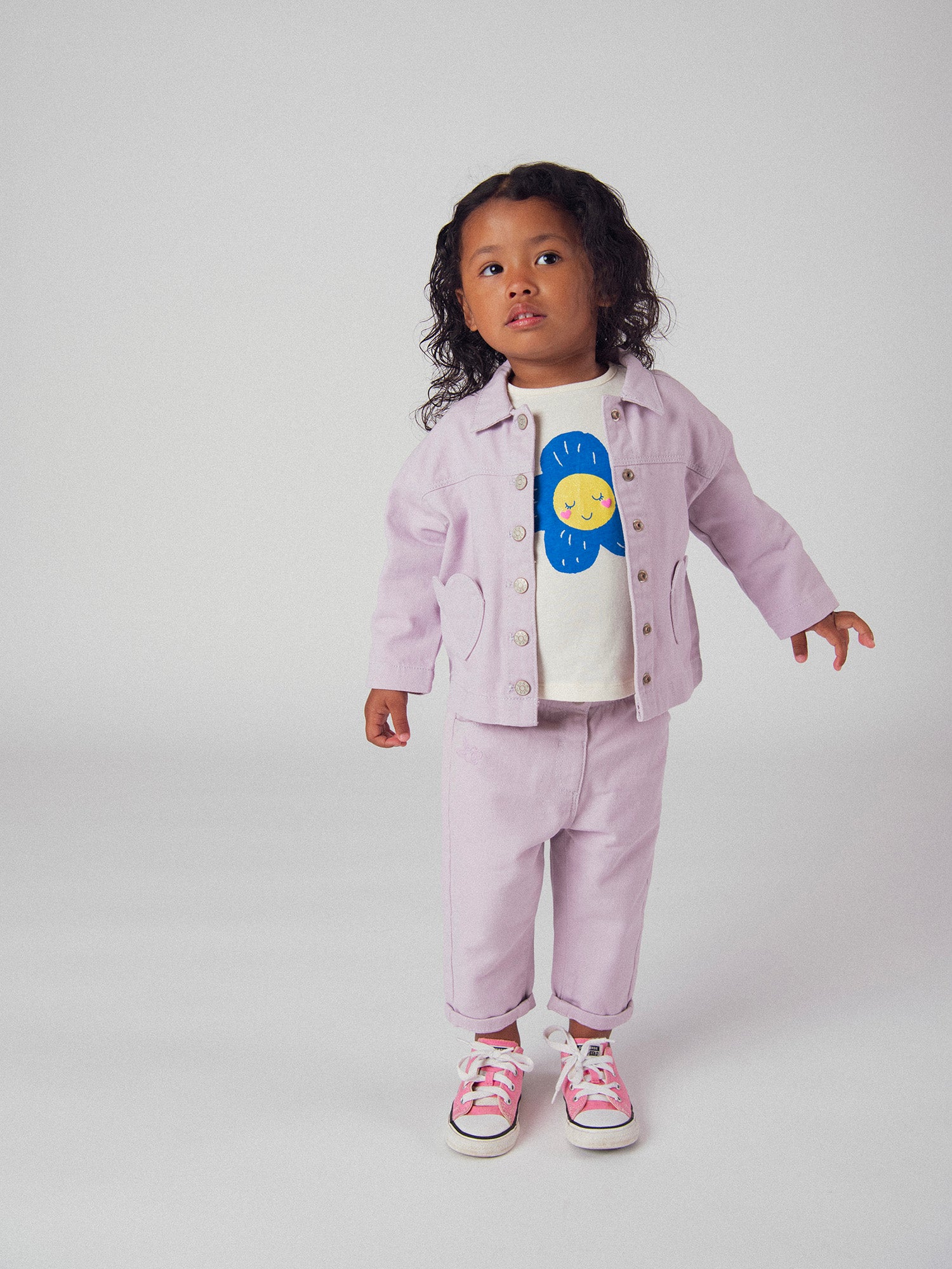 Pantalon rose parme en twill pour bébé fille