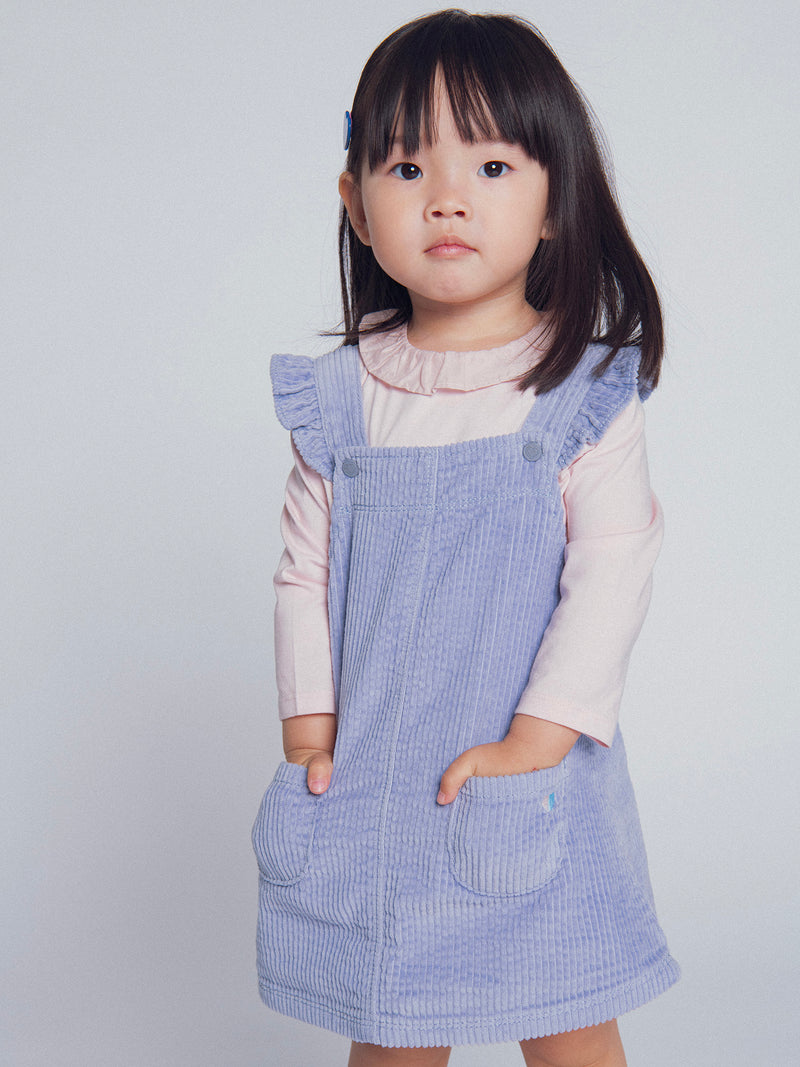 Robe chasuble en velours bleu pour bébé fille