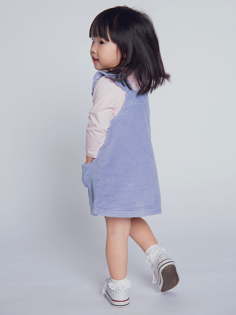 Robe chasuble en velours bleu pour bébé fille