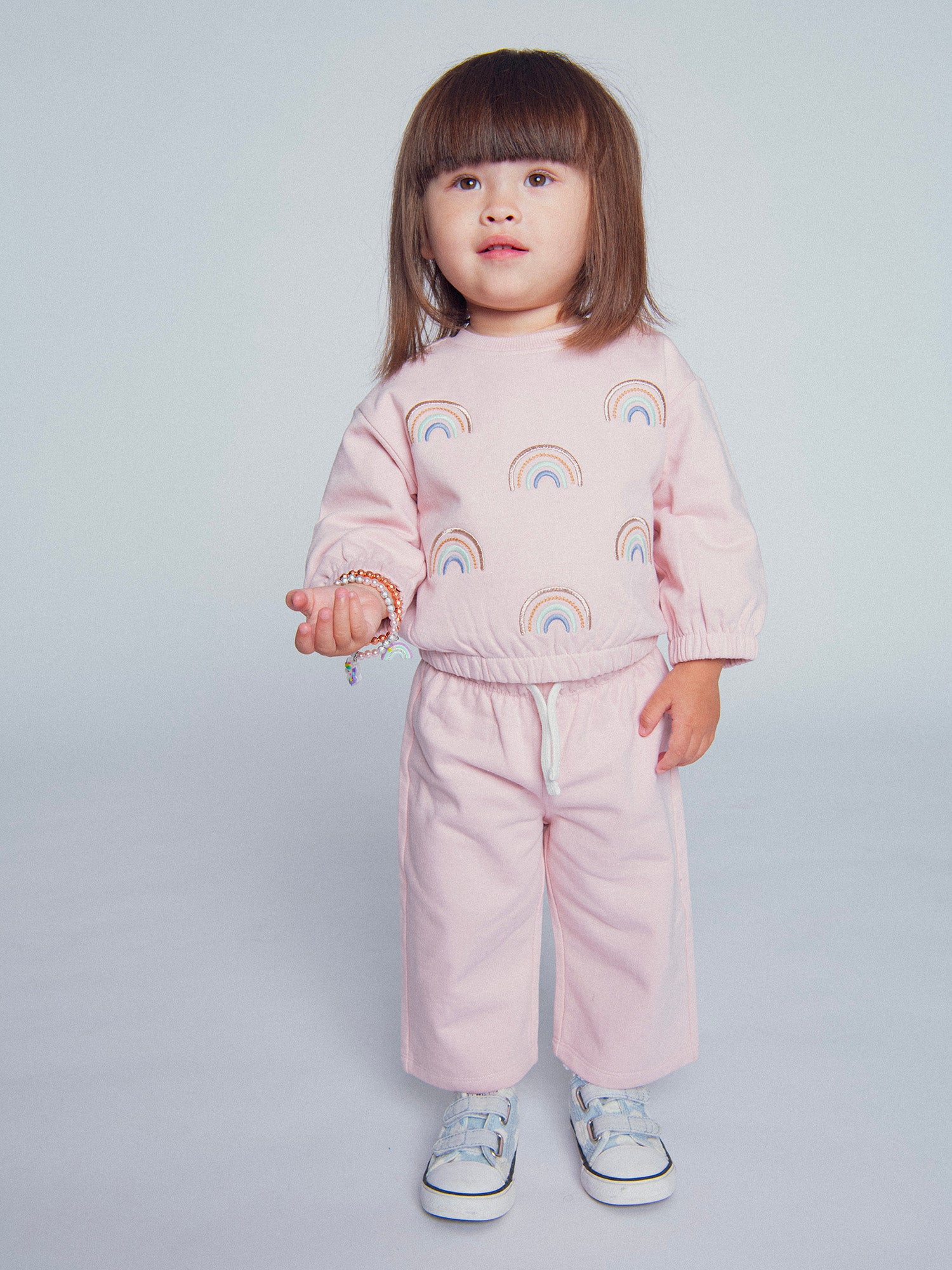 Ensemble sweat et pantalon rose "RAINBOW" pour bébé fille