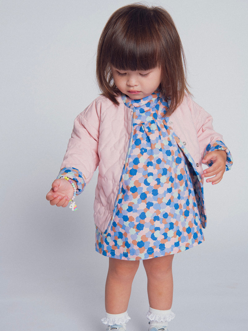 Cardigan réversible rose matelassé cœurs pour bébé fille