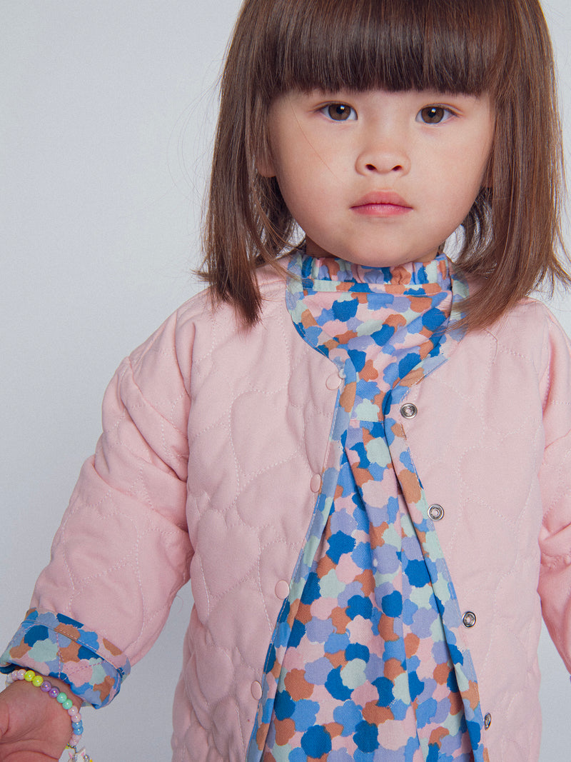 Cardigan réversible rose matelassé cœurs pour bébé fille