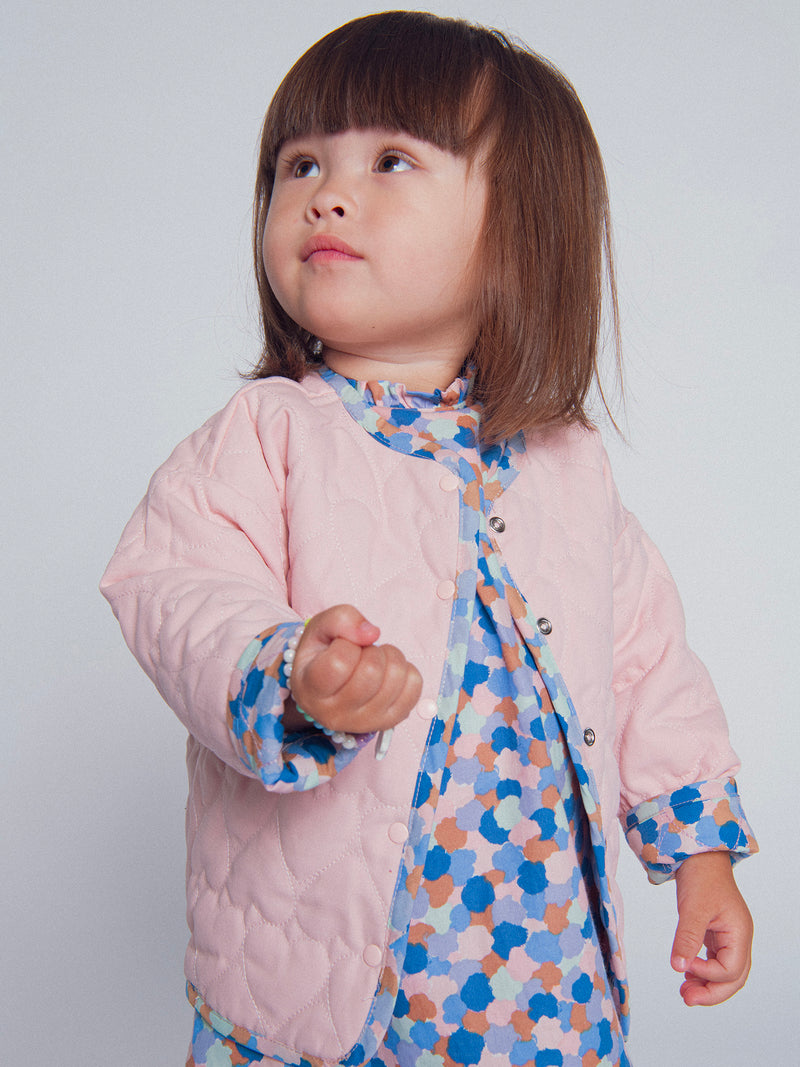 Cardigan réversible rose matelassé cœurs pour bébé fille