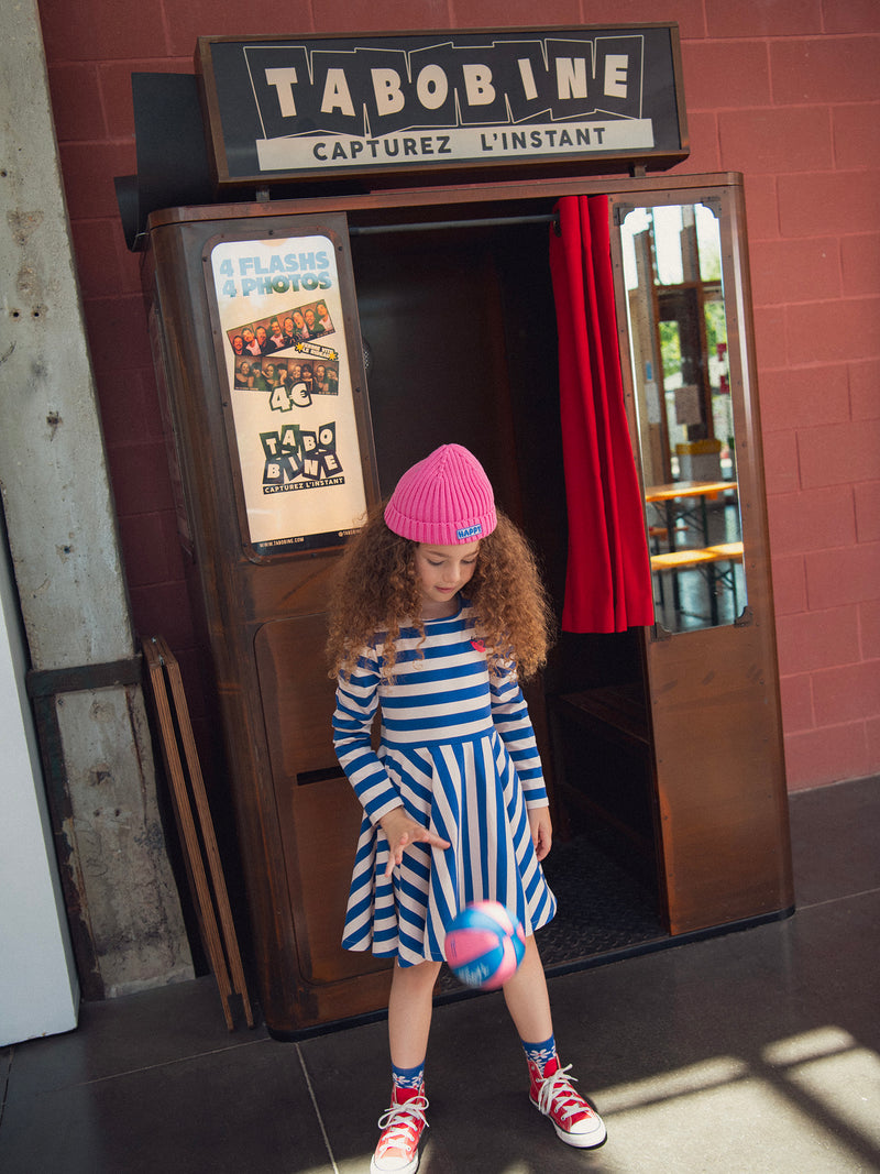 Robe à rayures roses et bleues pour fille