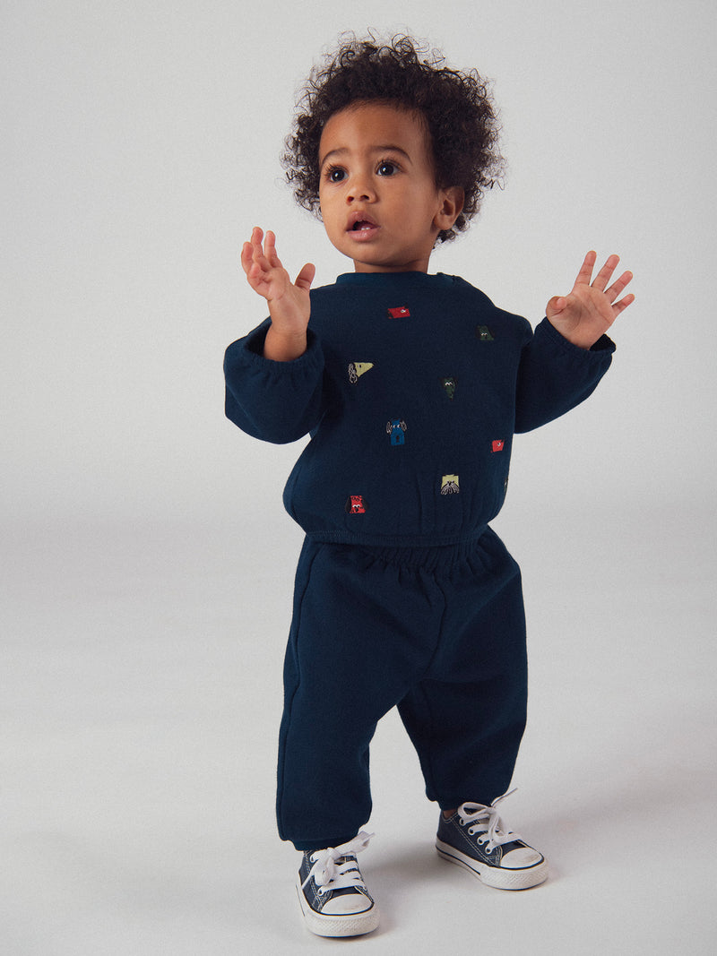 Ensemble sweat et pantalon bleu "ARTY SCHOOL" pour bébé garçon