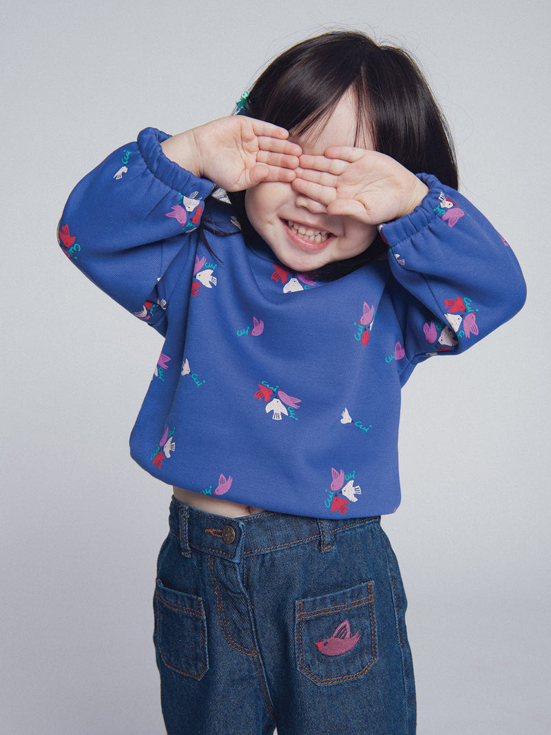 Sweat-shirt bleu nattier "ARTY SCHOOL" pour bébé fille
