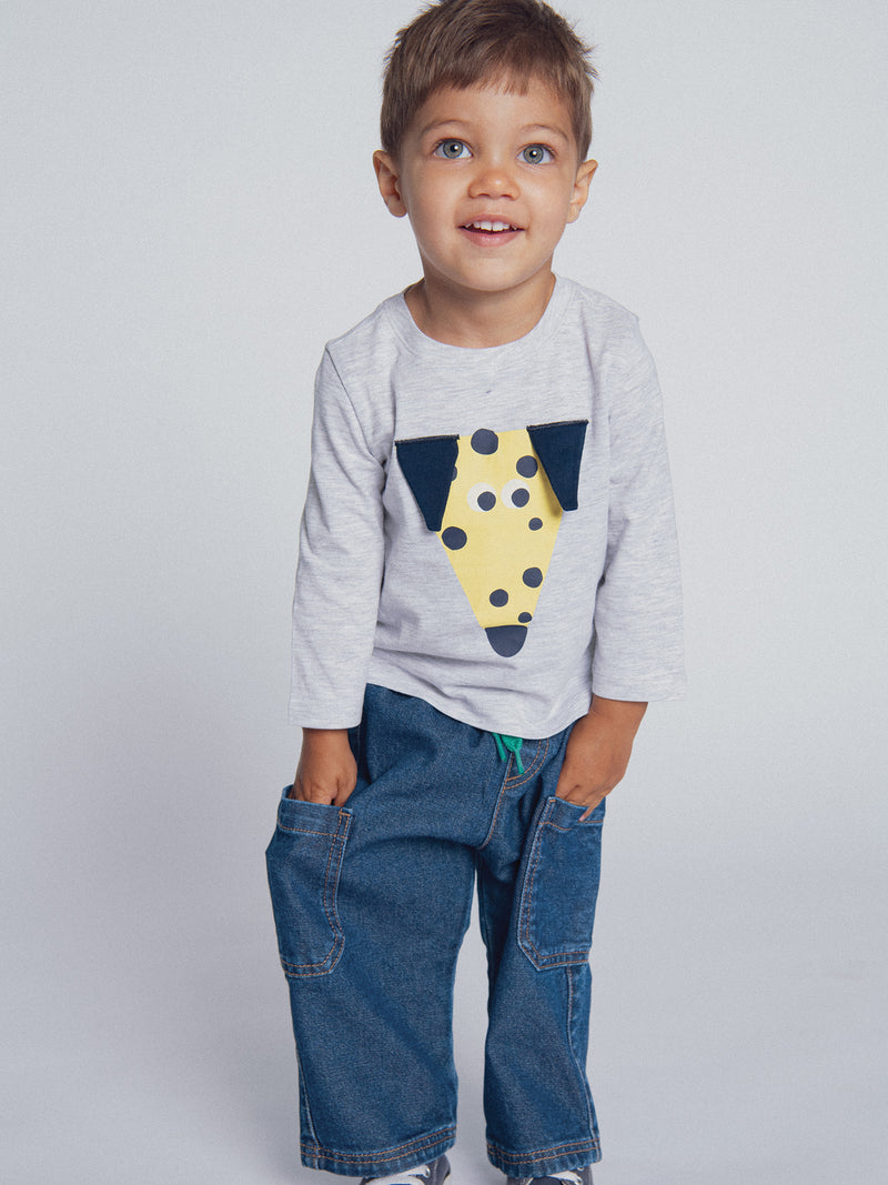 Tee-shirt gris chiné "ARTY SCHOOL" pour bébé garçon
