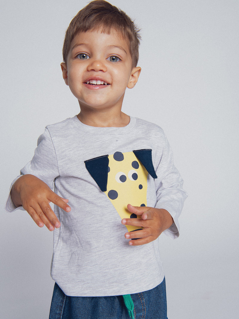 Tee-shirt gris chiné "ARTY SCHOOL" pour bébé garçon