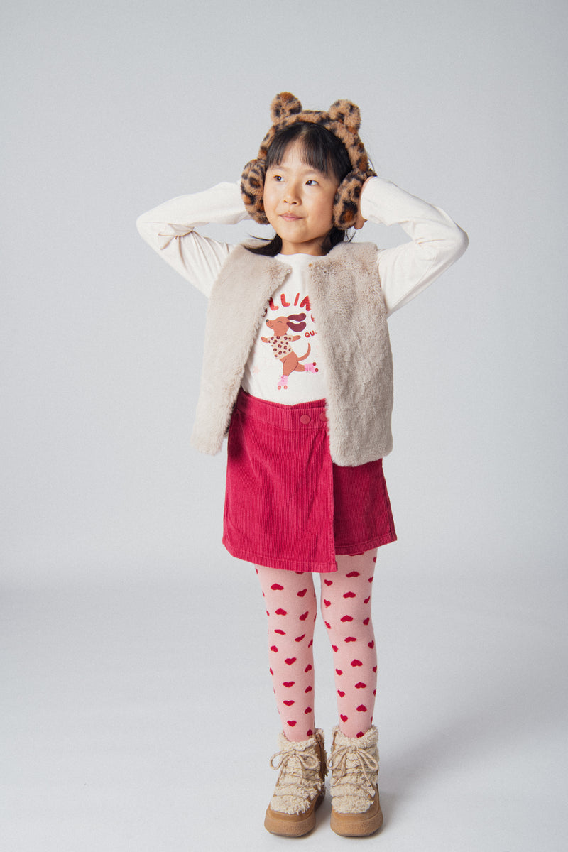 Cardigan réversible fourrure synthétique imprimé léopard pour fille