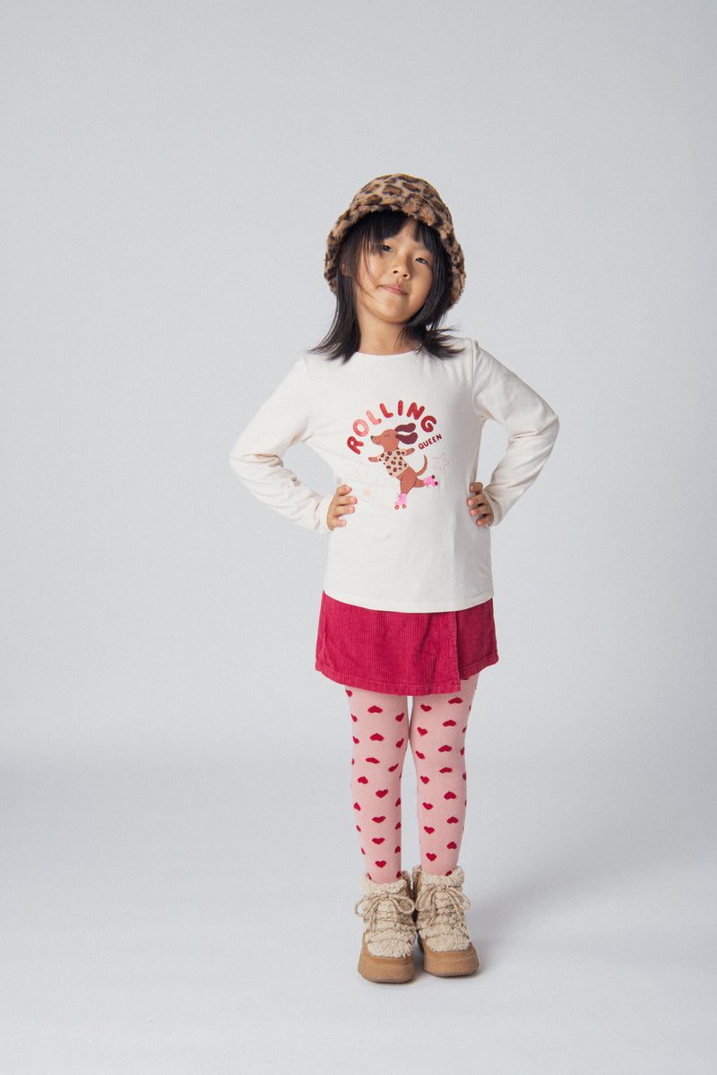 Jupe short rouge en velours pour fille