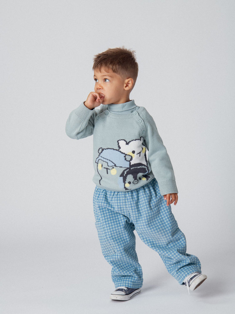 Pantalon en velours côtelé doublé à carreaux pour bébé garçon