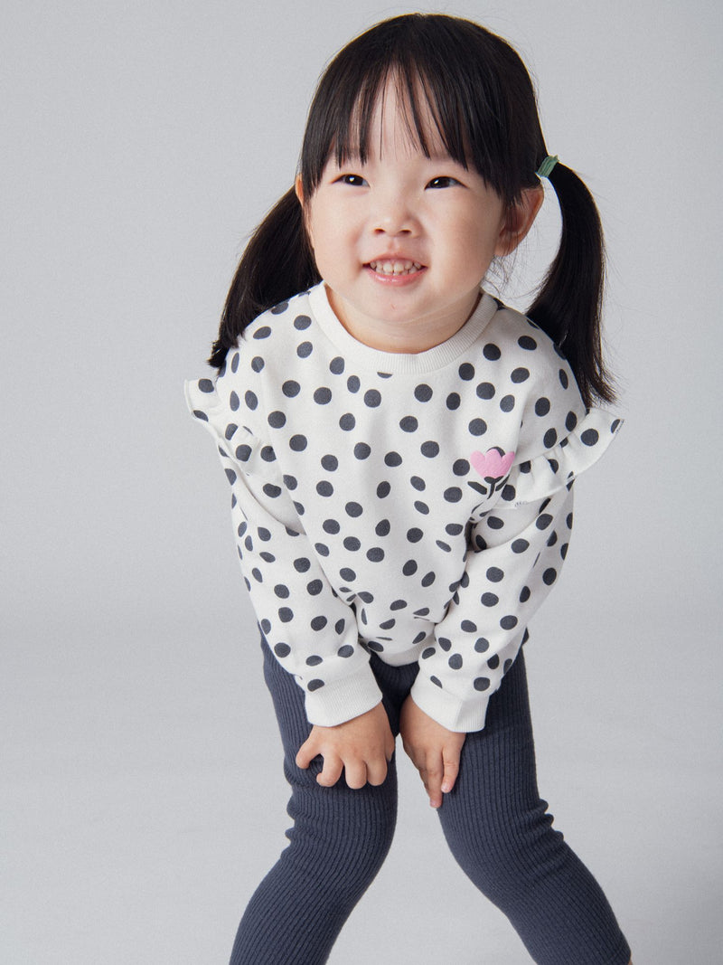 Ensemble sweatshirt à pois et legging côtelé pour bébé fille