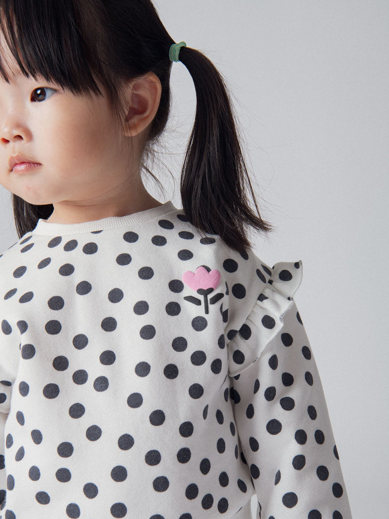 Ensemble sweatshirt à pois et legging côtelé pour bébé fille