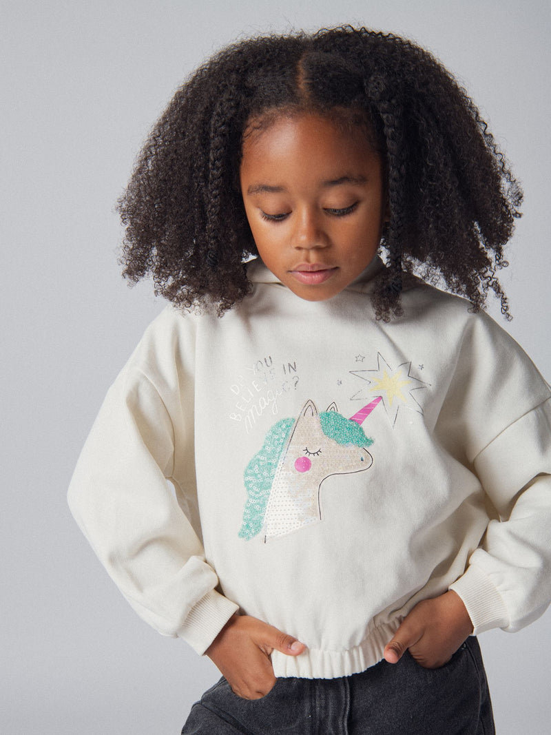 Sweat à capuche animation licorne pour fille