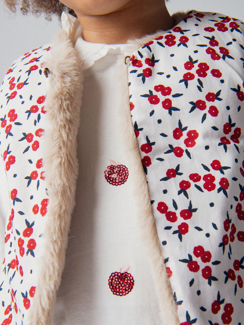 Gilet sans manches réversible en fourrure synthétique pour bébé fille