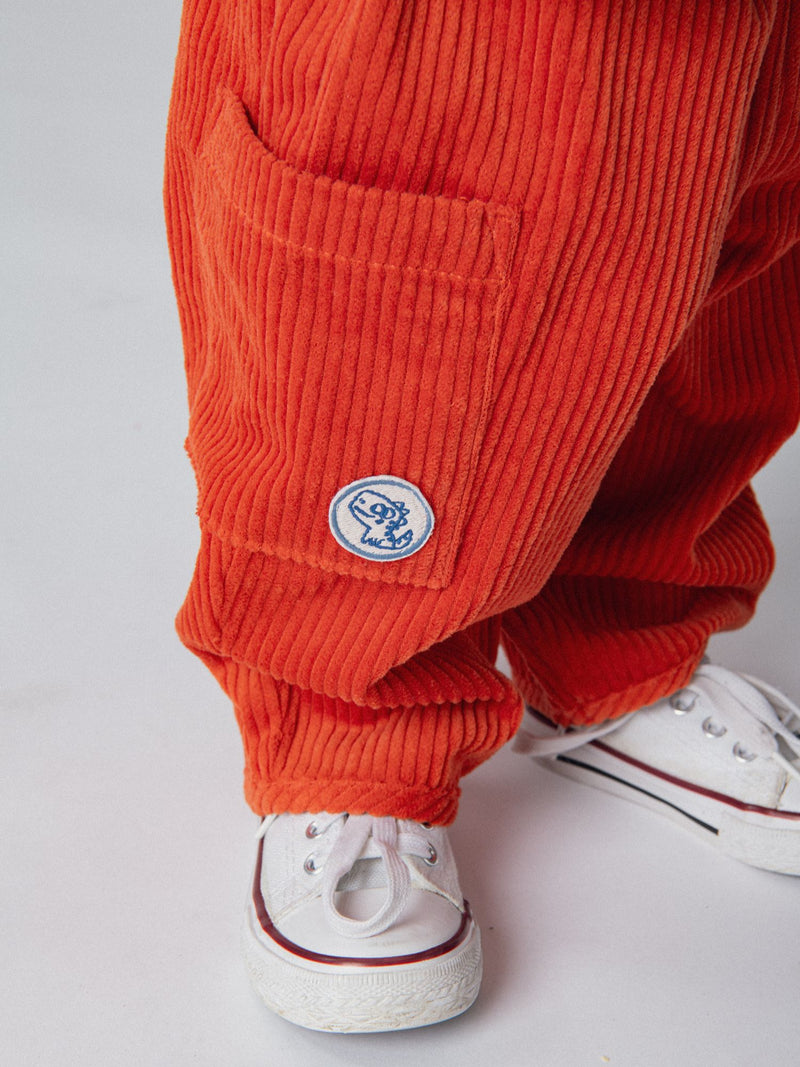 Pantalon cargo en velours côtelé doublé polaire pour bébé garçon