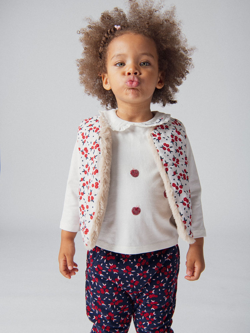 Gilet sans manches réversible en fourrure synthétique pour bébé fille