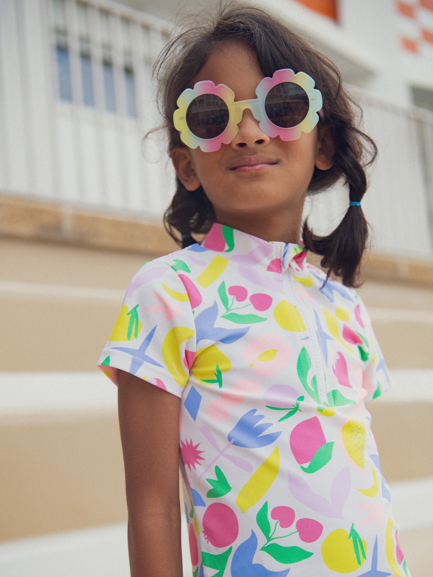 Ensemble de bain UPF 50+ 2 pièces imprimé coloré pour fille