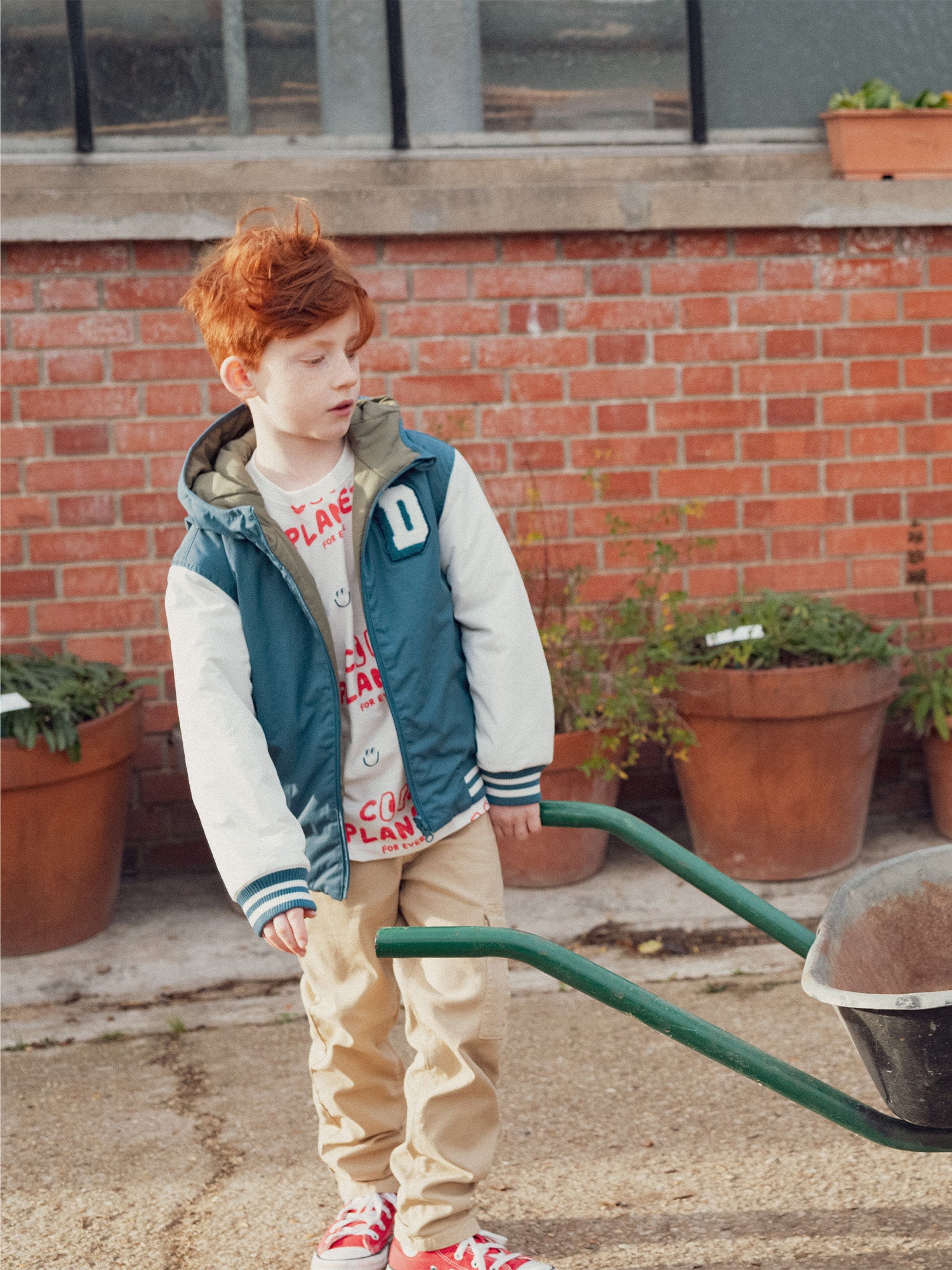 Blouson réversible bleu et vert pour garçon
