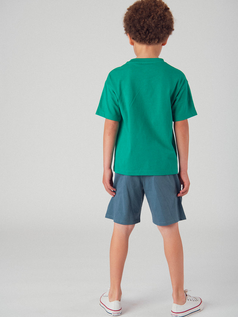 Ensemble t-shirt vert et short  bleu foncé avec animation pour garçon