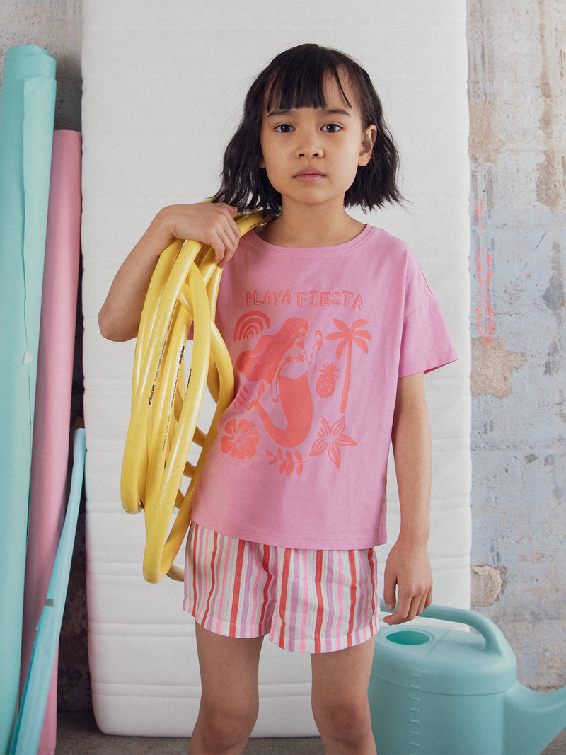 Pyjama court rose avec imprimé "Playa Fiesta" pour enfant fille