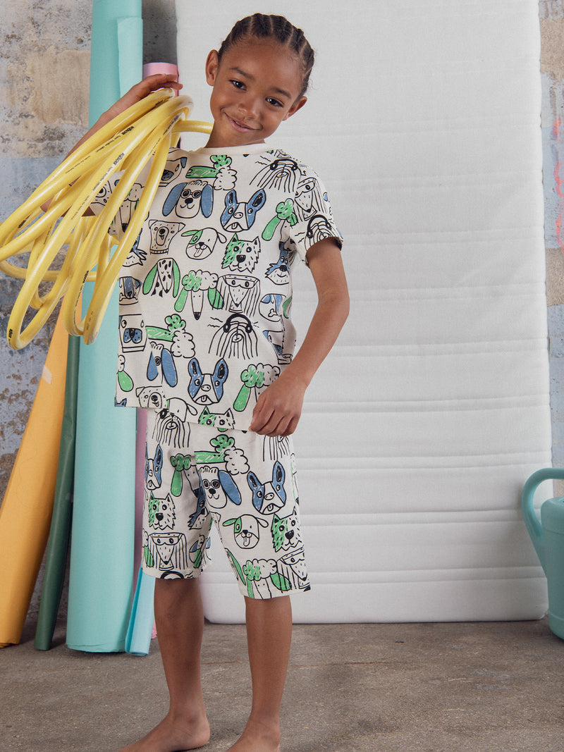 Pyjama court imprimé "Portraits de Chiens" pour enfant garçon