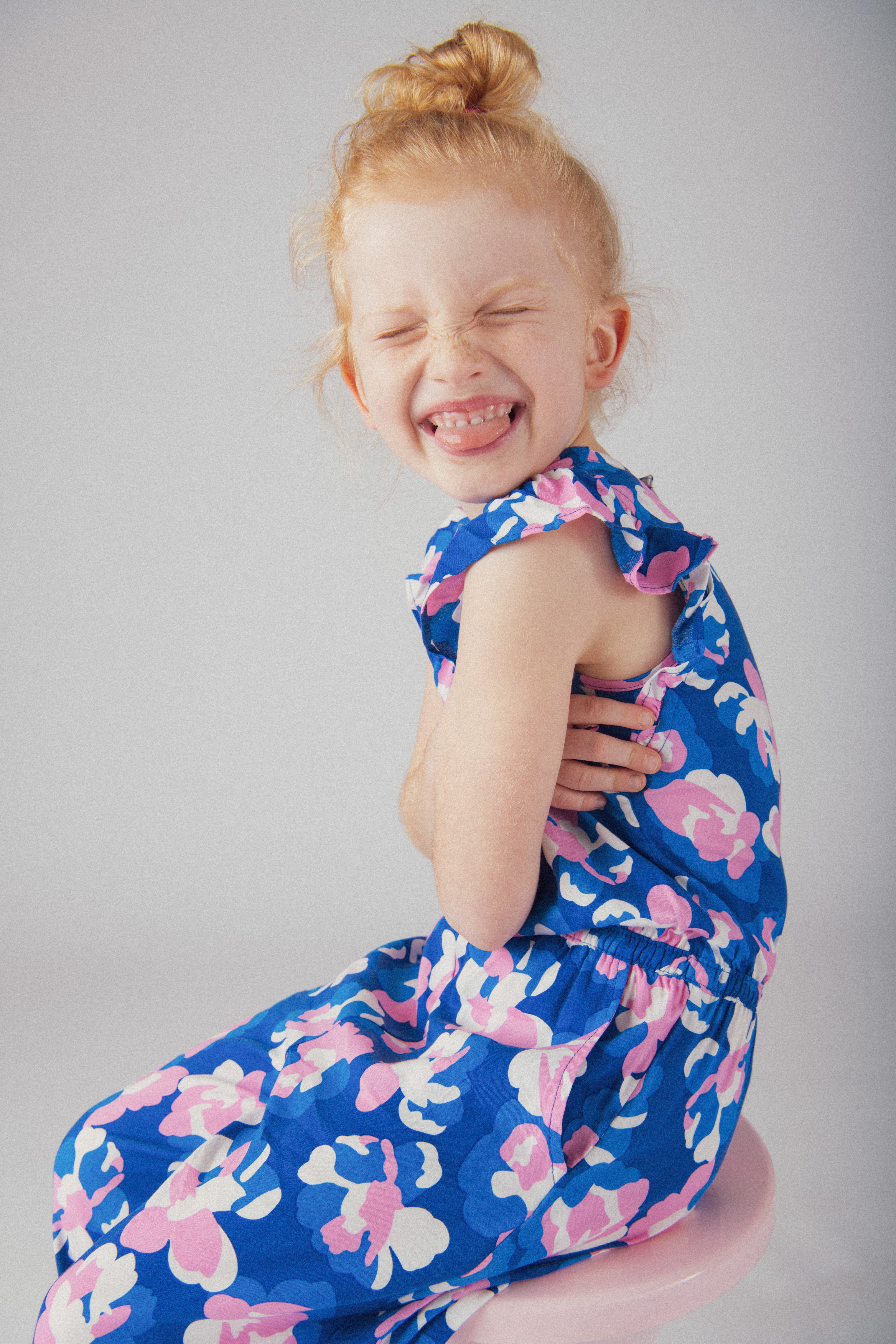 Combinaison bleue imprimé floral pour fille