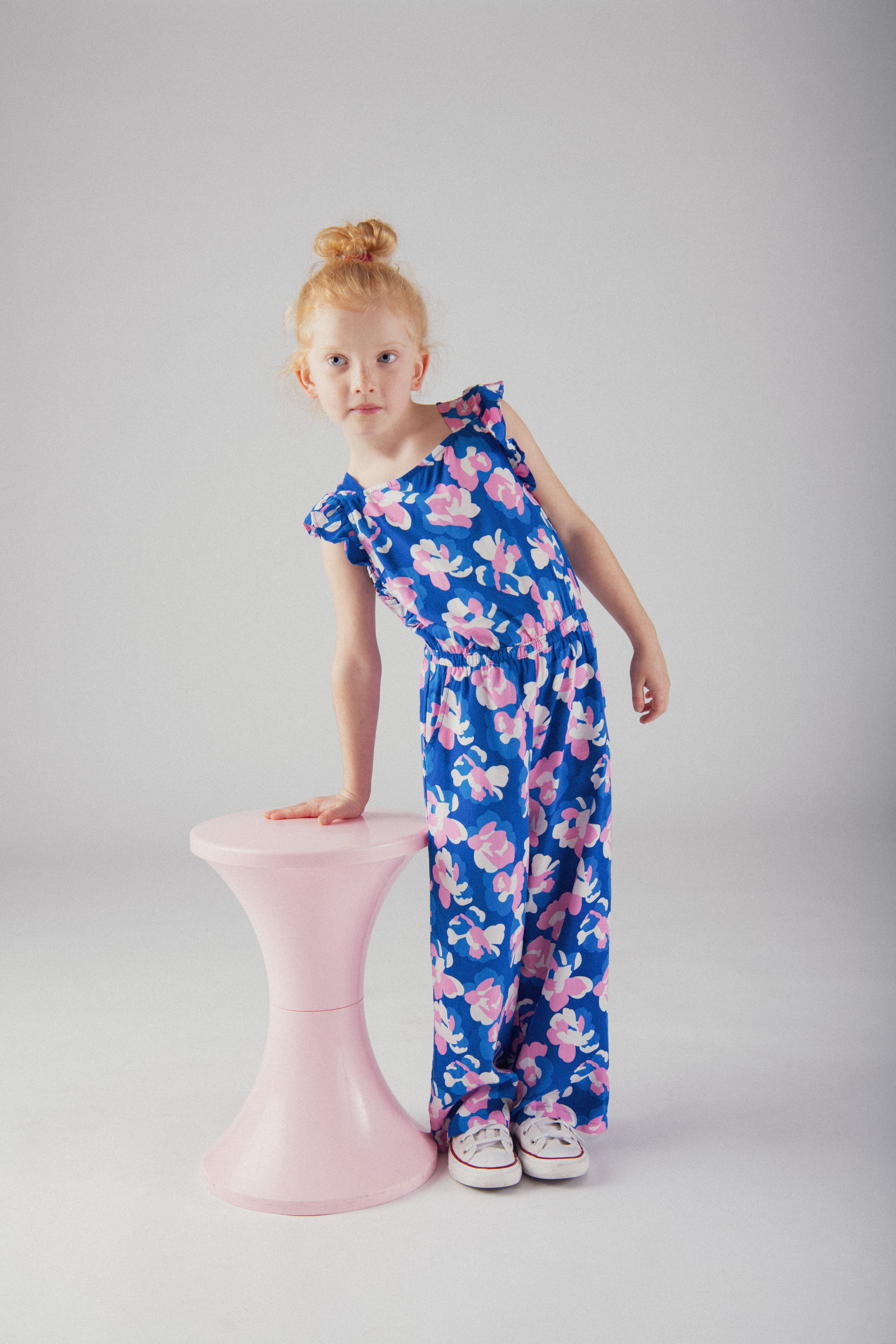 Combinaison bleue imprimé floral pour fille