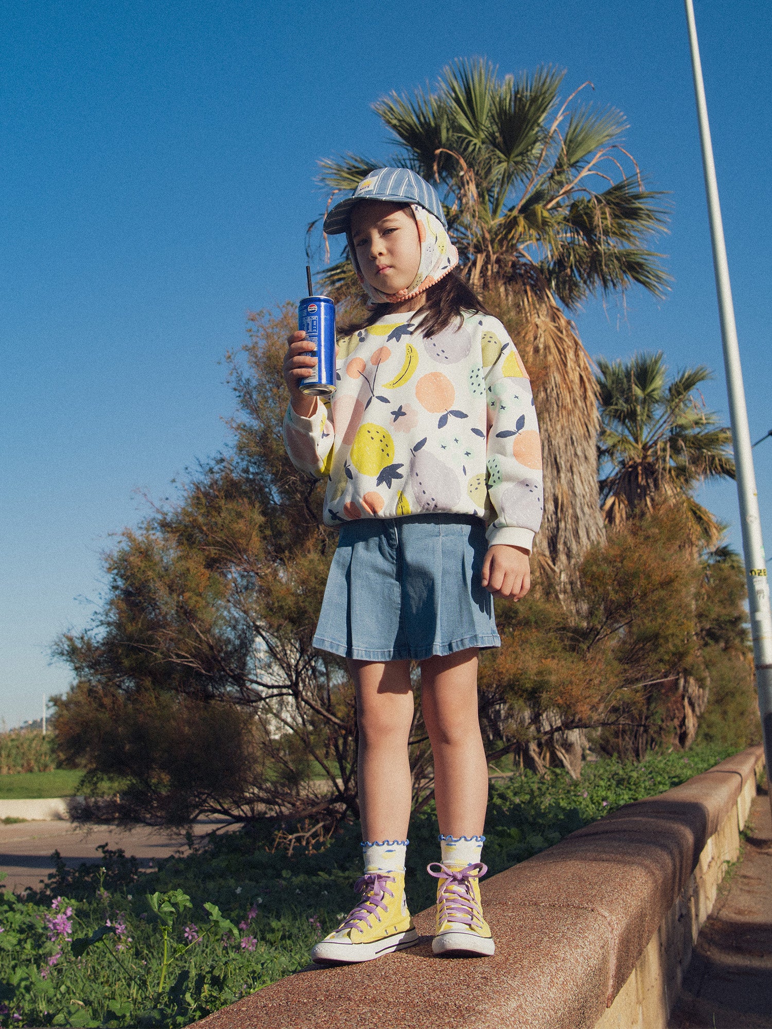 Jupe short plissée en denim pour fille