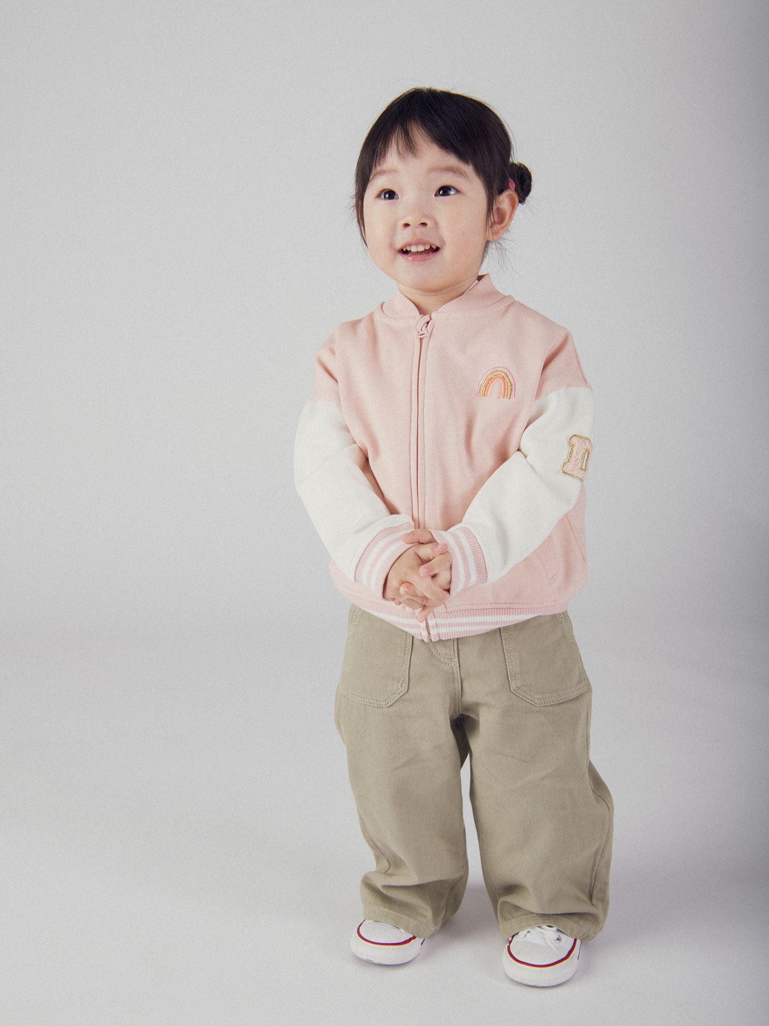 Bomber rose vintage pour bébé fille