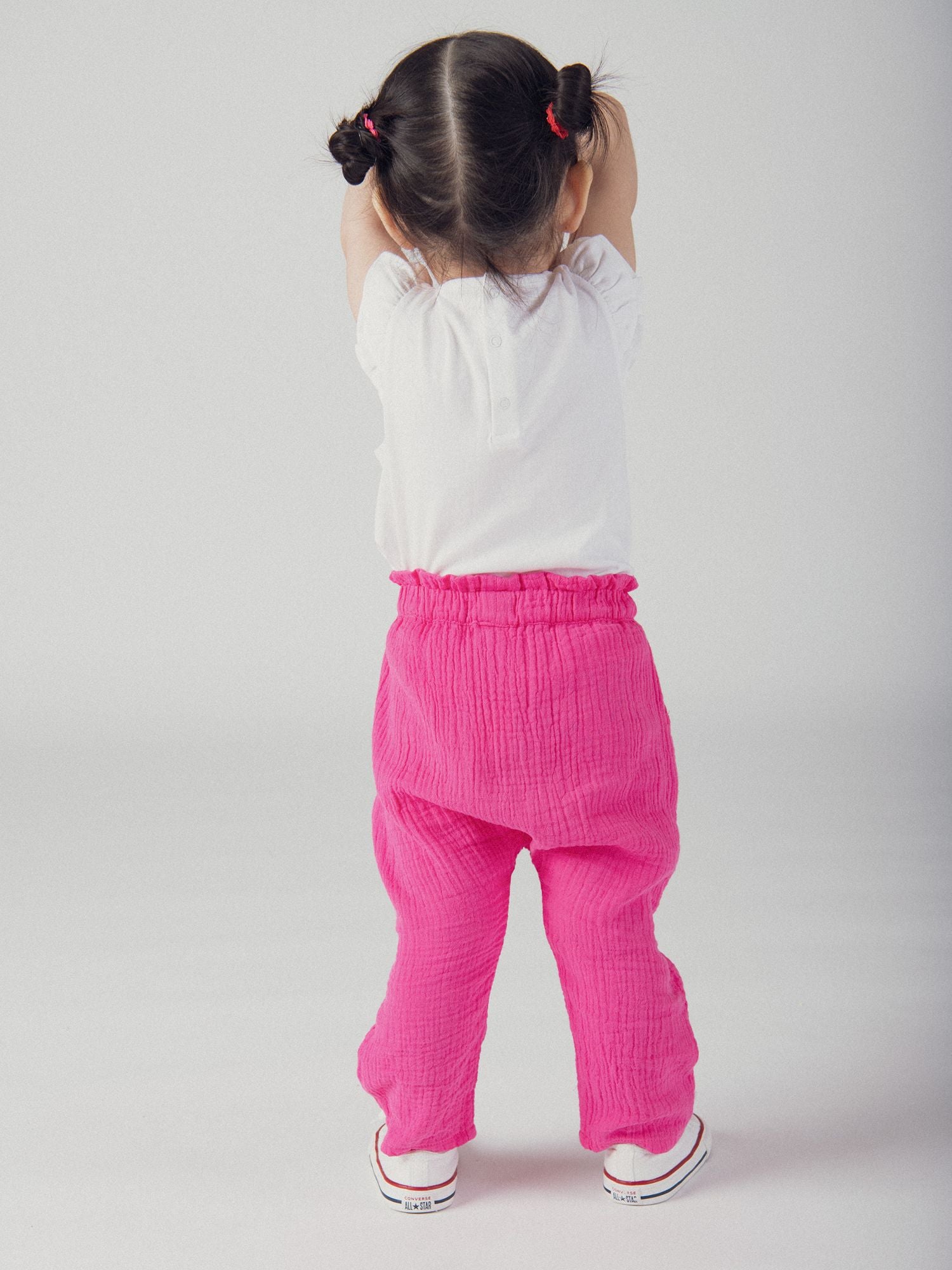 Pantalon en double gaze rose passion pour bébé fille