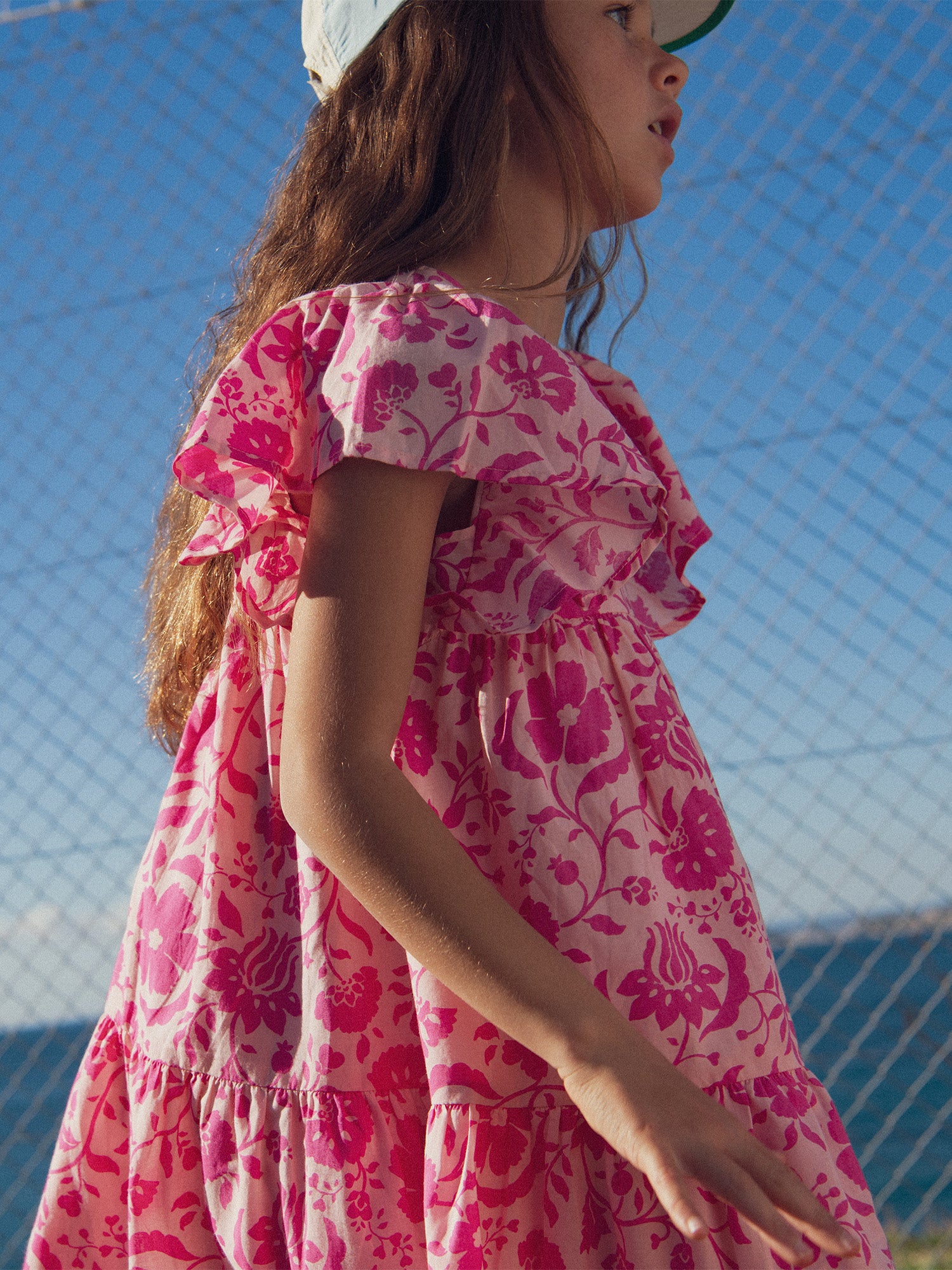 Robe rose à imprimé floral pour fille